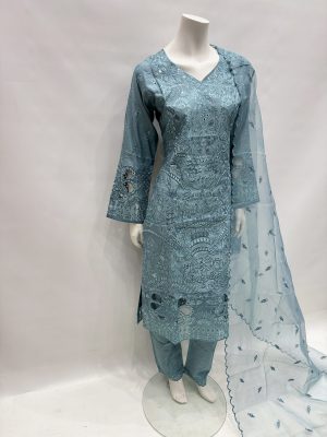 Alternative view of E25-D1 Sequins Embroidered Salwar Kameez Green