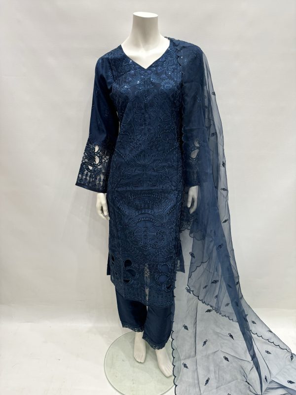 E25-D1 Sequins Embroidered Salwar Kameez Slate Grey