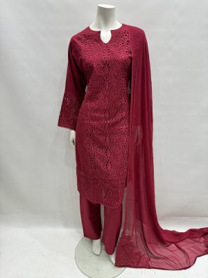 E25-D3 Trendy Cut Work Salwar Kameez Maroon