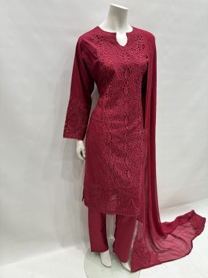 Alternative view of E25-D3 Trendy Cut Work Salwar Kameez Maroon