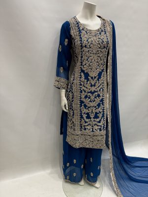 Alternative view of E25-D4 Party Plazzo Suit Teal