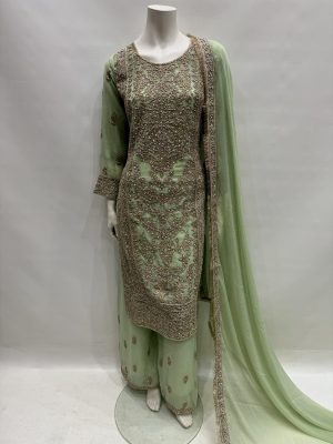 E25-D4 Party Plazzo Suit Mint Green