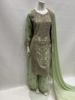 Alternative view of E25-D4 Party Plazzo Suit Mint Green