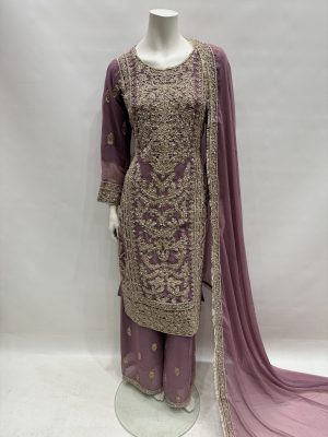 E25-D4 Party Plazzo Suit Dusty Pink