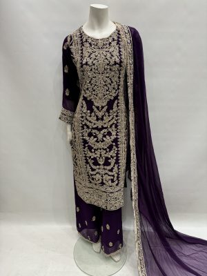 E25-D4 Party Plazzo Suit Purple