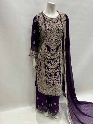 Alternative view of E25-D4 Party Plazzo Suit Purple