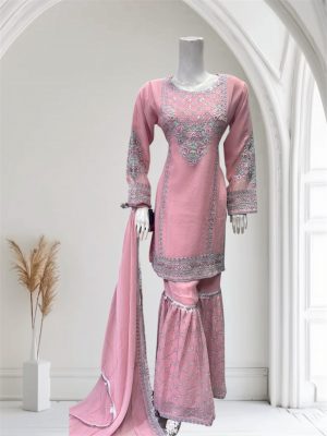 D12 Chiffon Gharara Pink
