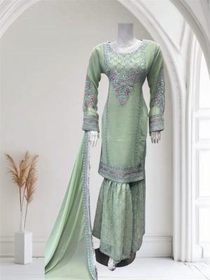 D12 Chiffon Gharara Green