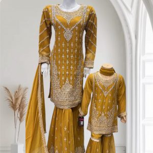D13 Mummy & Me Gharara Mustard