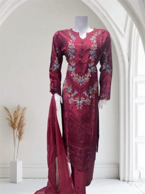 D16 Viscose Plazzo Suits Maroon