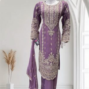 D22 Party Chiffon Plazzo Lilac