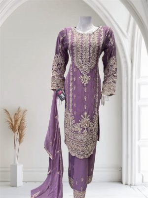 D22 Party Chiffon Plazzo Lilac