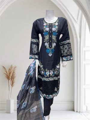 D20 Viscose Salwar Kameez Black