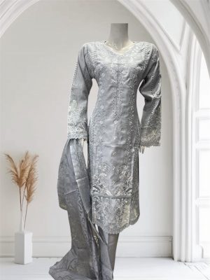 D18 Viscose Salwar Kameez Grey