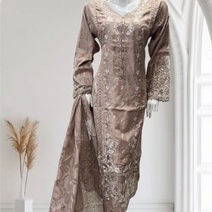 D18 Viscose Salwar Kameez Brown