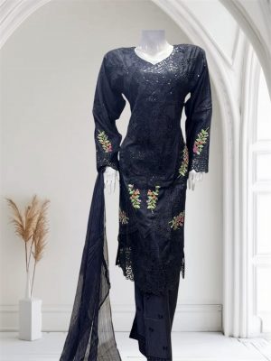 D19 Viscose Plazzo Suits Black