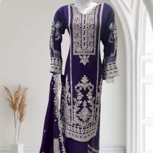 Alternative view of D23 Party Chiffon Plazzo Maroon