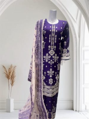 D15 Viscose Plazzo Suits Purple